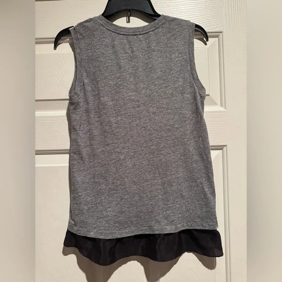 J. Crew Gray Tank Top with Black Ruffle Hem - Picture 2 of 3